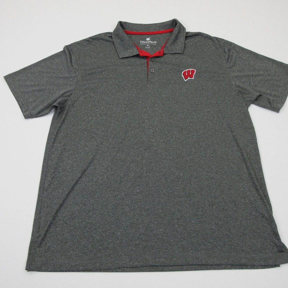 Wisconsin Badgers Polo Shirt Mens XL Gray NCAA Football Colosseum Performance